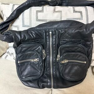 Black leather bag